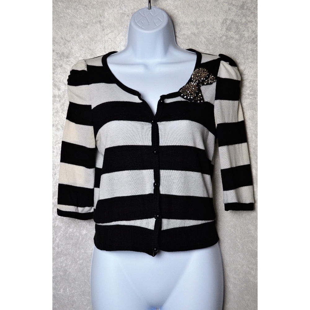 Button-up Striped Cardigan